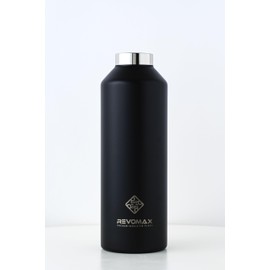 REVOMAX Carbonated Vacuum Insulated Bottle, No Cap, 32 oz, 950 ml, 18 Hours Hot & Cold for 36 Hours (Onyx Black)