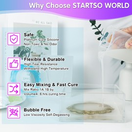STARTSO WORLD Silicone Mold Making Kit 20A, 80OZ Platinum Liquid Silicone Rubber for Mold Making, Fast Cure & Food Safe Silicone Mold Maker, Ideal for Casting Resin Molds/Silicone Molds 1:1 by Volume