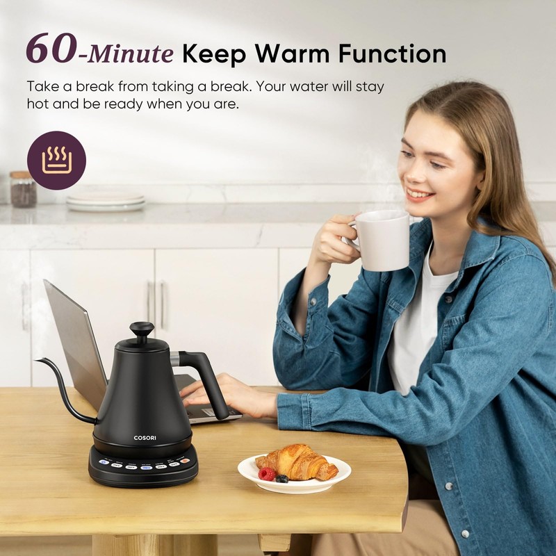 COSORI Electric Gooseneck Kettle with 5 Temperature Control Presets, Pour