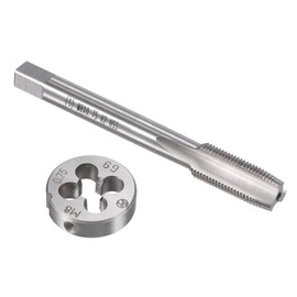 sourcing map M8 x 0.75mm Metric Tap and Die Set, Machine Thread Screw Tap with Round Threading Die, Tap & Die Kit for Nut Screw Bolt Thread Repair