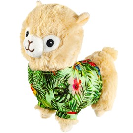 Giftable World 7 Inch Plush Pet Toy Alpaca in Hawaiian Shirt with Squeaker