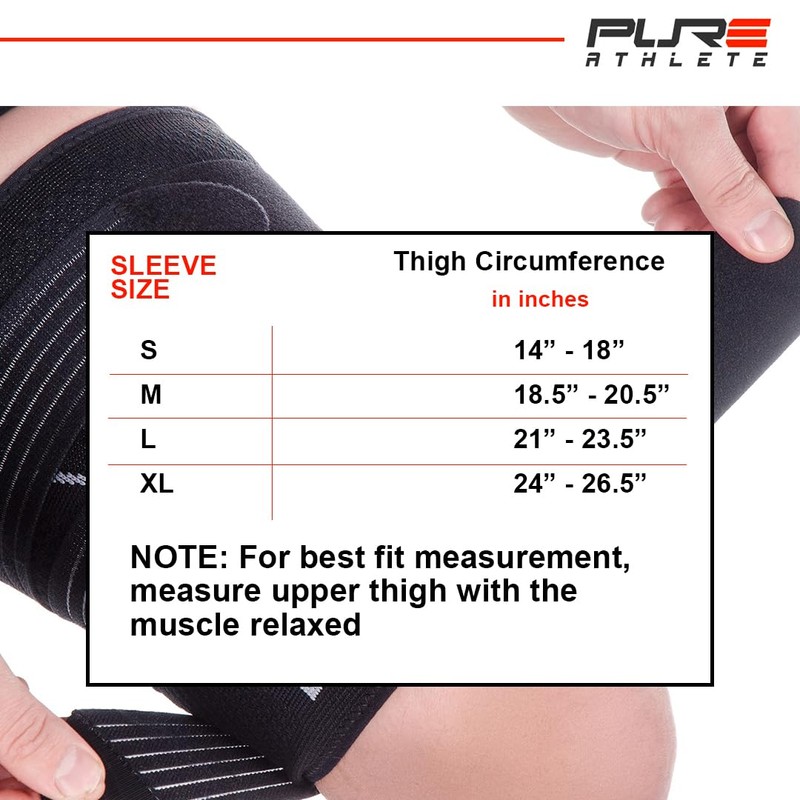 Pure Athlete Thigh Compression Sleeve – Adjustable Straps Quad Wrap
