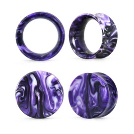 COOEAR Ear Plugs Tunnel Piercing Gauges for Ears, Double Flared Expander Stretchers, 2 Pairs of Colourful Acrylic Earrings, Acrylic, Sandstone