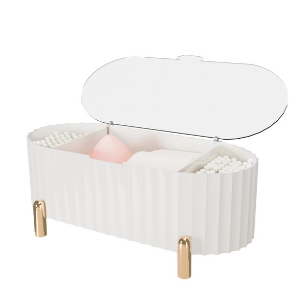 Txmyxgs Make Up Organiser Storage,Plastic Cotton Pad Holder With Lid,3