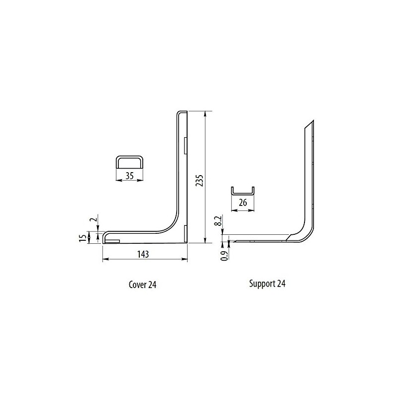 Shelf Support Brackets with Covers 240mm Invisible/Concealed Fixings White