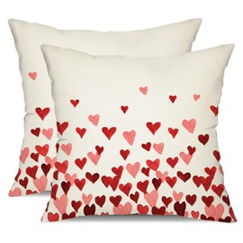 JXZYGMD Valentine's Day Pillow Covers 18x18 Inch Set of 2 Red Pink Love Hearts Valentine's Day Cushion Case Decoration for Sofa Couch