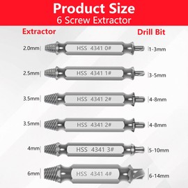 Flintronic 6Pcs Damaged Screw Extractor Set, Rounded Screw Remover Kit and Extractor Bit Set, Made from HSS 4341, Easy Out Bolt Stud Extractor Set Double Ended for Damaged Broken Stripped Screws