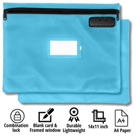 Notary Bag with Lock | 14x11 inch | Light blue | Zipper Notary Supplies Bag | Locking Notary Bag for Notary Kit, Stamp, Embosser, Ink Pad, and Valuables | Locking Document Bag | Journal Carrying Case