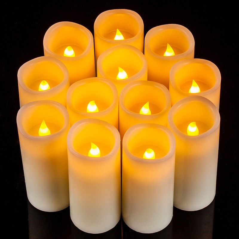 Enpornk Flameless Candles Flickering LED Candles Set of 12 (D:2.2"