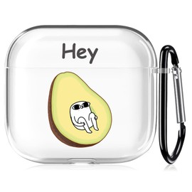 AirPods 4 Case (2024 Model), Clear, Stylish, Funny, Cute, AirPods 4th Generation Case, Creative Avocado Character Design, Simple, Airpods 4 Case, Stylish, Separable, Transparent TPU Charging Case,