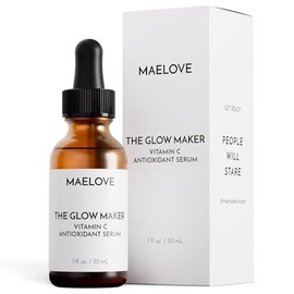 MAELOVE Glow Maker - Suero de vitamina C con vitamina E, ácido ferúlico y ácido hialurónico, galardonado suero facial iluminador e hidratante, sin per