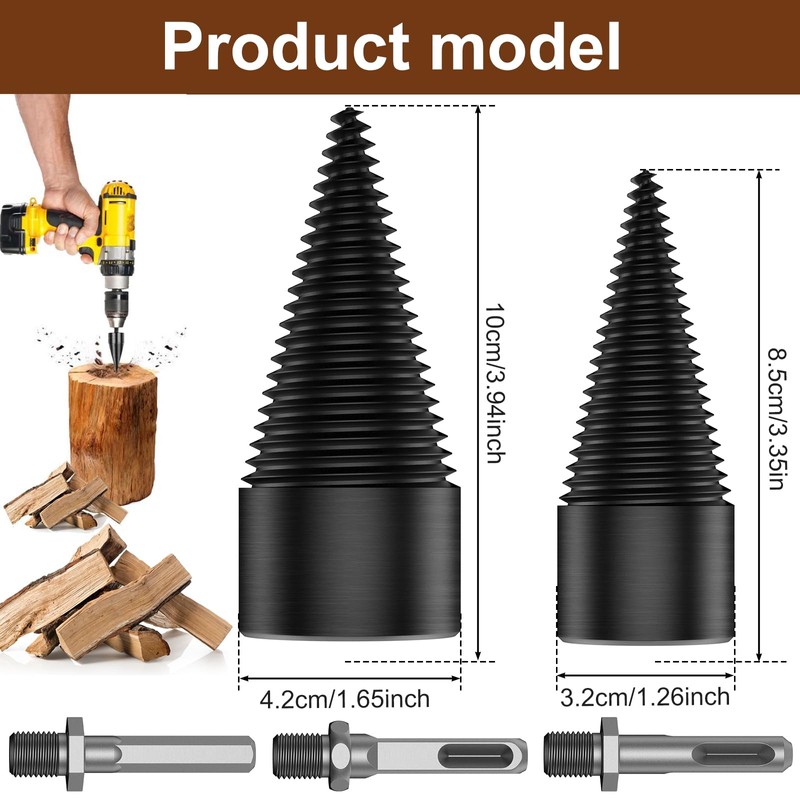 Firewood Log Splitter, 2pcs Easy Split Drill Bit Wood Splitter