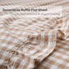K MASANIJI Taupe White Plaid Ruffle Sheets Twin Size 4-Piece