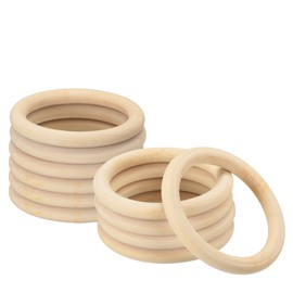sourcing map 12Pcs 90mm(3.5-inch) Natural Wood Rings, 10mm Thick Smooth Unfinished Wooden Circles for DIY Crafting, Knitting, Macrame, Pendant