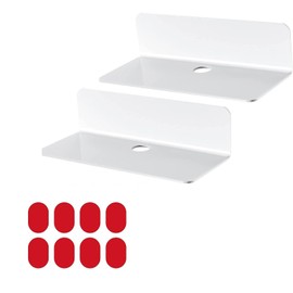STOUCLA Wall Shelf, White, 23 cm, No Drilling, Acrylic Shelf, Wall Shelf, No Drilling Required, for Bedroom, Living Room, Bathroom, Kitchen, Office (Pack of 2)