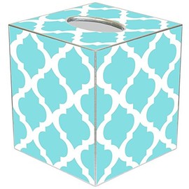 Marye-Kelley Decoupage Aqua Chelsea Grande Tissue Box Cover