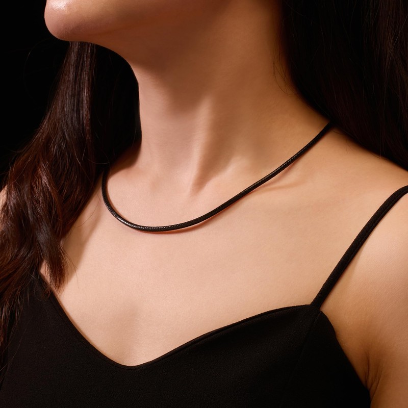 Leather Necklace for Men Women with Solid 925 Sterling Silver