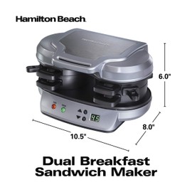 Hamilton Beach Dual Breakfast Sandwich Maker with Timer, Silver (25490)