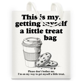 RNYJJ Funny Book Gifts Tote Bag for Book Lover Bookish This Is My Getting Myself a Little Treat Canvas Tote Bag for Foodie Snacks Lover