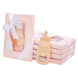 DAJAMAI 18Pack Bottle Opener for Newborn Baby Shower Favors, Baby Shower Party Return Gifts for Guest, Poppin Bottles Openers with Exquisite Gifts Box Used for Baby Party Souvenirs (Pink-Baby Bottle)