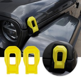 Voodonala for Jeep JL ABS Hood Latches Buckle Decor Trim Protction Cover for 2018-2022 Jeep Wrangler JL JLU,Yellow 2pcs