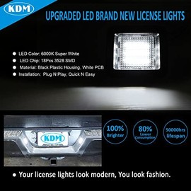 KDM Led License Number Plate Light Fit for 2015-2020 Ford F150 Raptor Assembly Replacement,Pickup Truck Rear Tag Lamp Clear Lens 6000K White,2Pcs Pack