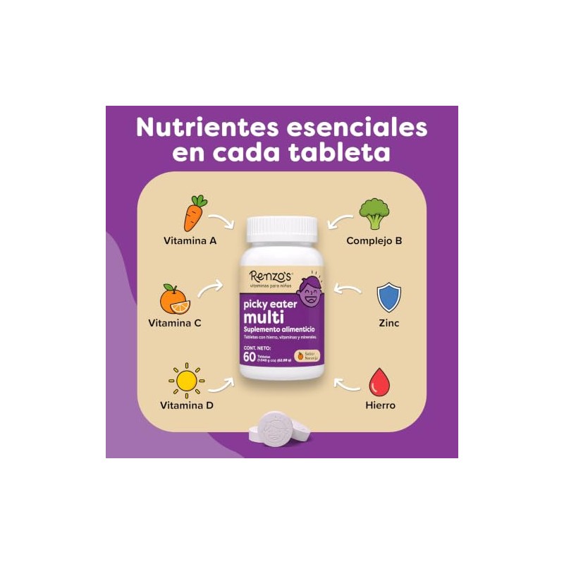Renzo's Picky Eater | Multivitaminico para Niños | 18 Vitaminas