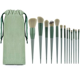 Makeup Brush, Set of 13, Makeup Brush Set, Cosmetic Brush, Soft, Suitable for Sensitive Skin, Large amount of Hairs, Contains Plenty of Powder, Premium Fiber Bristles, Portable, Convenient Makeup Tool