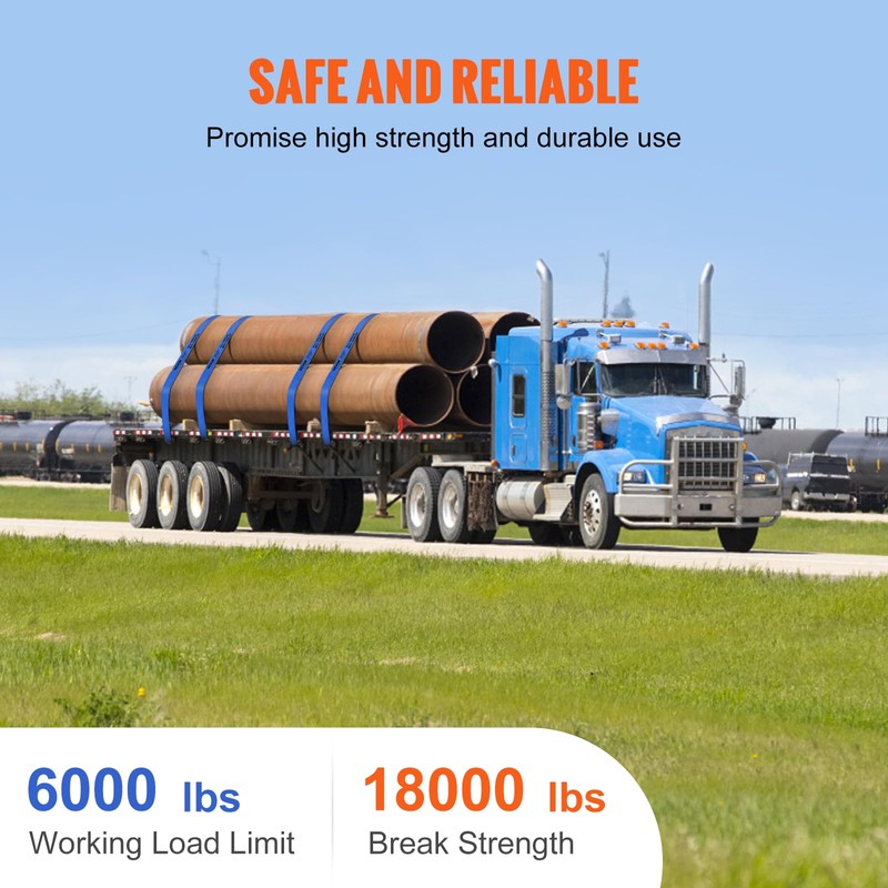 VEVOR Truck Straps, 4" x30' Heavy Duty Tie Down w/Flat