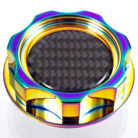 Unbranded M7 Neo Chrome Billet Oil Filler Cap Carbon Fiber Emblem JDM For Honda Acura