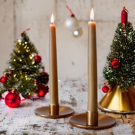 Candlestock Real Bayberry Taper Candle Pair 8 inch - Pure Bayberry and Pure 100% USA Beeswax Blend - Dripless Taper Candle Pair