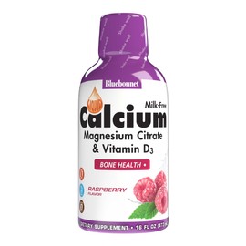 BlueBonnet Bluebonnet Bluebonnet Nutrition Liquid Calcium Citrate Magnesium Citrate, Vitamin D3, Bone Health, Gluten Free, Soy free, milk free, kosher, 32 Servings, Raspberry Flavor, 16 Fl Oz (Pack of 1)