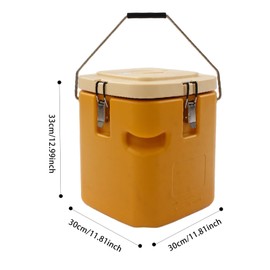 3.4 Gallon Insulated Soup Container, Commercial Food Warmer for Hot or Cold Food, 13.7 QT Hot Box for Catering, Food Cooler with 4 Buckles & Handles, Soup Carrier for Restaurant, Canteen (Yellow)