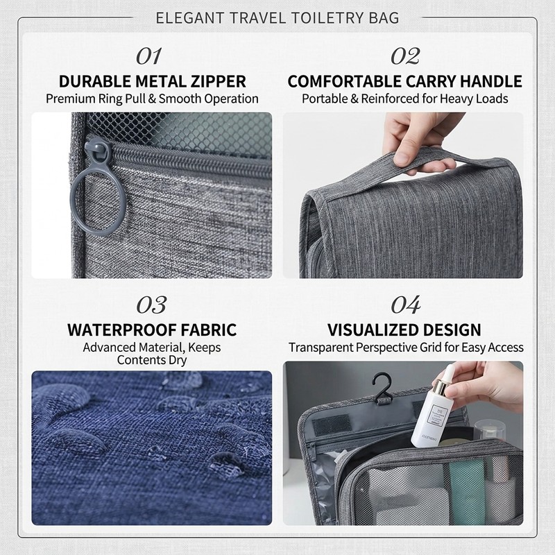 Travel Toiletry Bag for Men & Women – Waterproof Bathroom