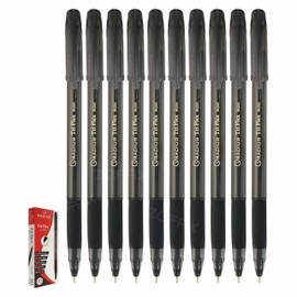 RADIUS Tri Flex Ballpoint Pens, BLACK, 1.0mm Medium Point, Pack of 10, Triangular Comfort Grip, Smooth Ball Pens, Ideal for School Office Home Everyday Use