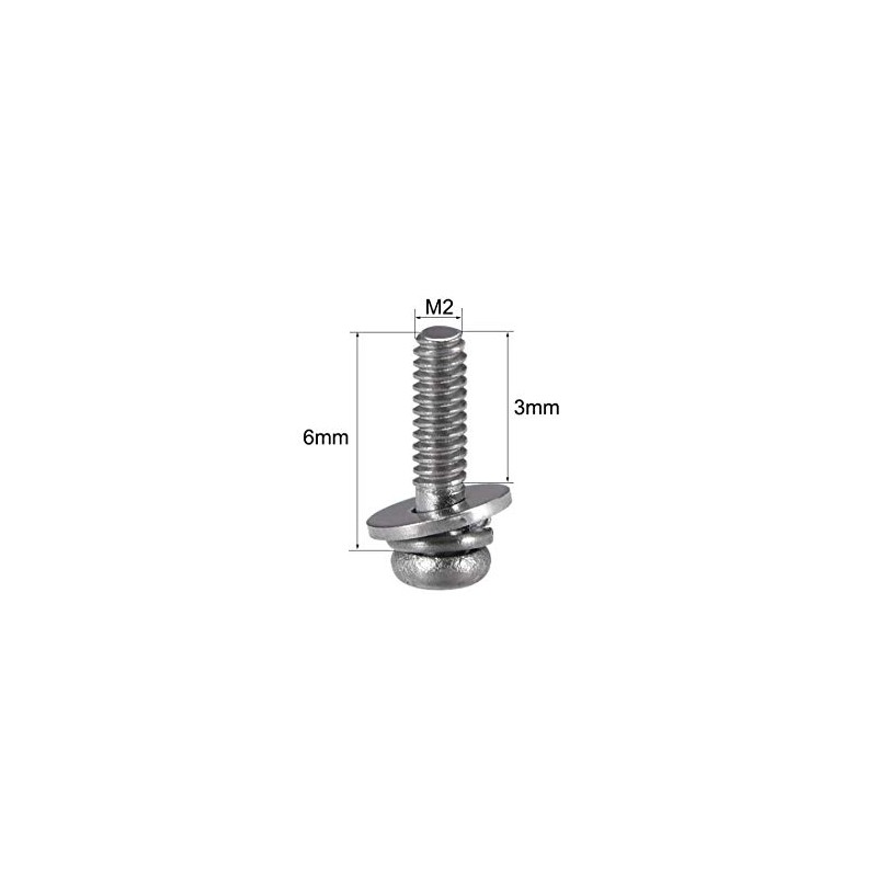 sourcing map M2 x 6mm Stainless Steel Phillips Pan Head