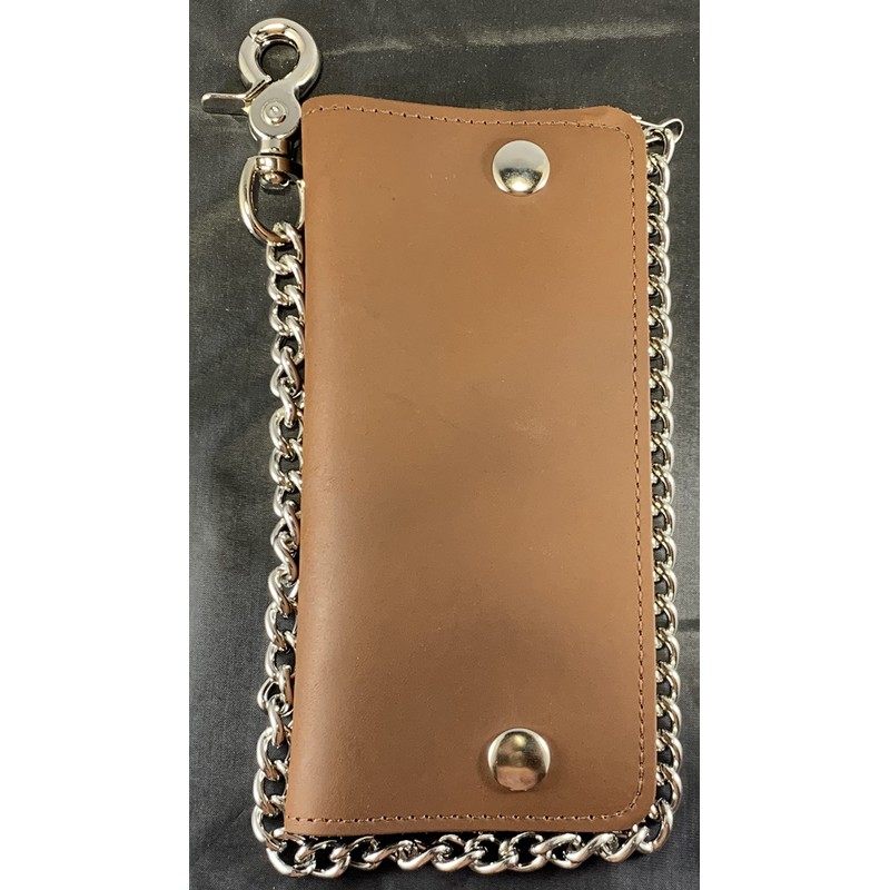 Custom Motorcycle Long Brown Chain Wallet. MADE IN USA