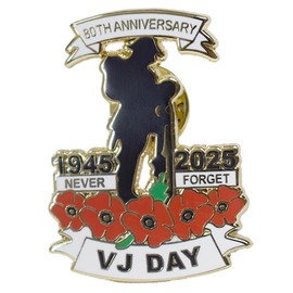 1945-2025 VJ Day 80th Anniversary Pin Union Jack Veteran Solider Poppy Brooch Enamel Badge Memorabilia