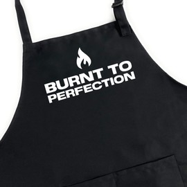 UP THE MOMENT Burnt to Perfection Apron, Funny Apron for Men, BBQ Grill Apron, Chef Apron, Funny Apron for Dad, Mens Funny Apron, Funny Chef Apron for Men