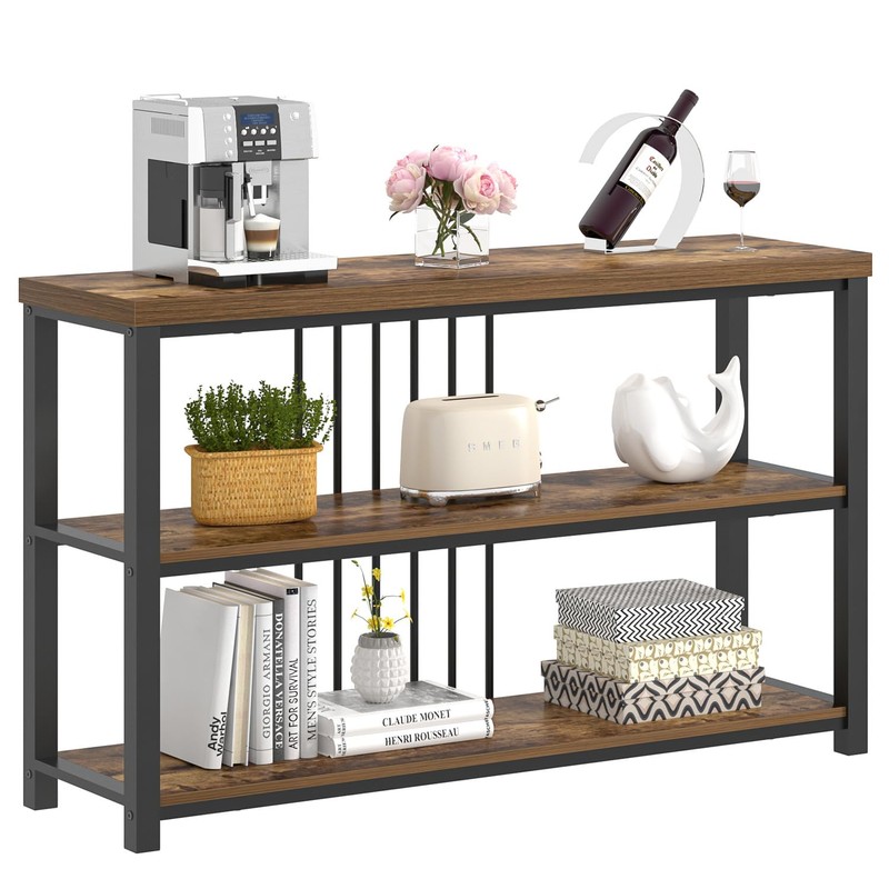 FOLUBAN Industrial Console Table, 3 Tier Entryway Sofa Foyer Table