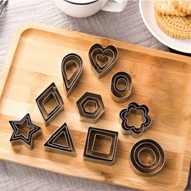 Mini Cookie Cutter Set - 30 Small Molds to Cut Out Polymer Clay, Pastry Dough, Pie Crust & Fruit - Metal Stamps Star Flower Hexagon Round Heart Square Triangle Oval Raindrop Geometric Shapes Cutter