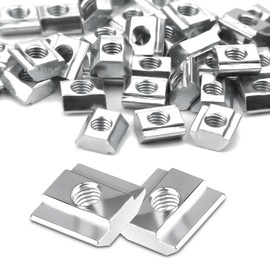 Ziamzra T-Slot Nuts M4 Slot Blocks 20 Series 40 Pieces T Slot Rail M4 Slot Nut Carbon Steel Sliding Nuts Heavy 6 Type B Sliding Nuts M4 for Aluminium Profile Extrusion Slot