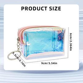 AdiStylinno Small Coin Purse for Women, Portable Mini Laser Coin Pouch, Fashion Change Purse Cute Keychain Wallet with Zipper (Pink)