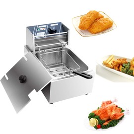 YYAO Deep Fryer 2500 W 6.3QT/6L Stainless Steel Electric Fryer with Baskets and Filters,Electric Fryer for Turkey,Steak,French Fries,Donuts