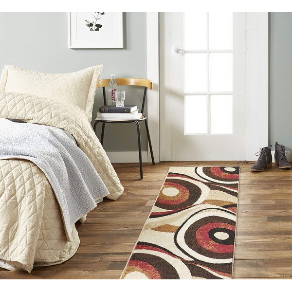 Home Dynamix Tribeca Slade Modern Runner Rug, Abstract Brown/Red 1'9"x7'2"