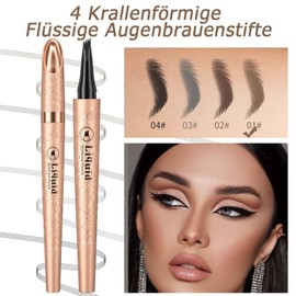 Eyebrow Pencil, Light Brown Waterproof Eyebrow Pencil, Hair Drawing, Liquid Eyebrow Pencil, 4 Points, Drying and Durable (01 Light Brown)