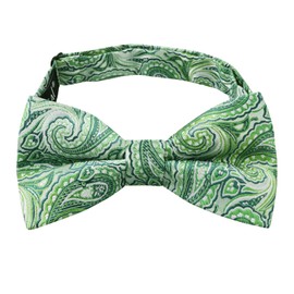 Alizeal Mens Pre-tied Gradient Paisley Bow Tie Set with Hanky Cufflinks Casual Floral Tie Set, Light Green