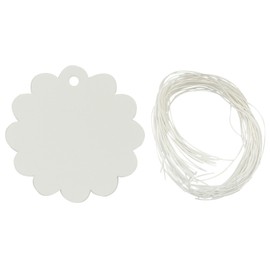 Wrapables 50 Gift Tags/Kraft Hang Tags with Free Cut Strings for Gifts, Crafts & Price Tags - White Flower