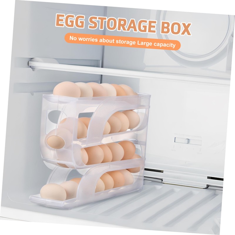LABRIMP Egg Holder for Fridge Transparent Storage Organizer with Automatic