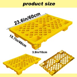 Jeracino 2 Pcs Lightweight Plastic Pallet, Nestable Flooring Pallets, with Breathable Grids, Moisture-Proof Waterproof, for Restaurant, Kitchens, Shops, Supermarket, Basement and Storage (Yellow)